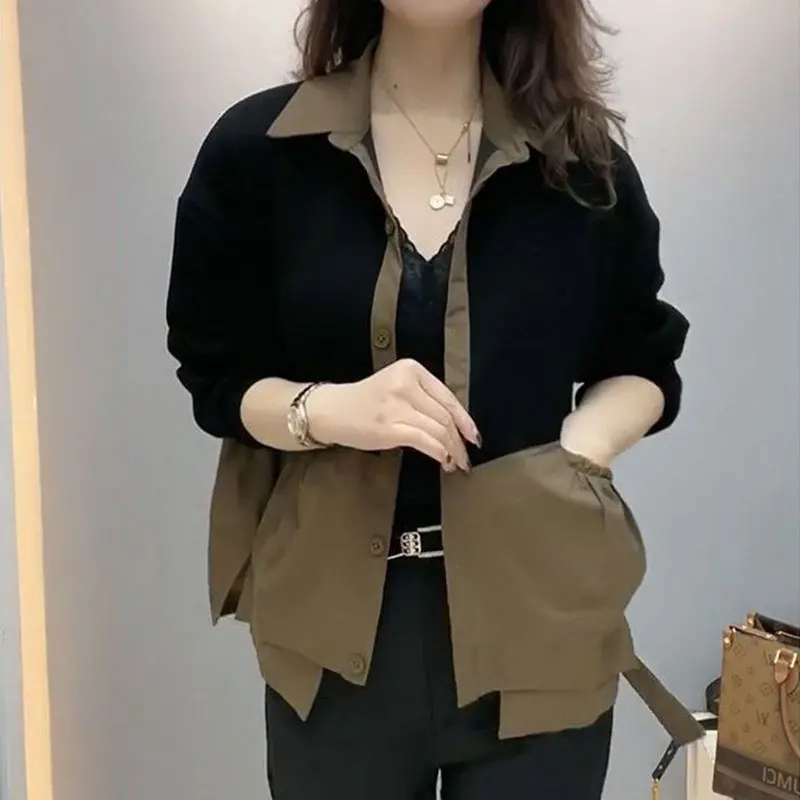 Top Trends: Stylish Contrasting Colors Spliced Jackets Female Clothing Polo-Neck Commute Spring Autumn Casua Single-breasted Pockets Coats Shoppable Styles