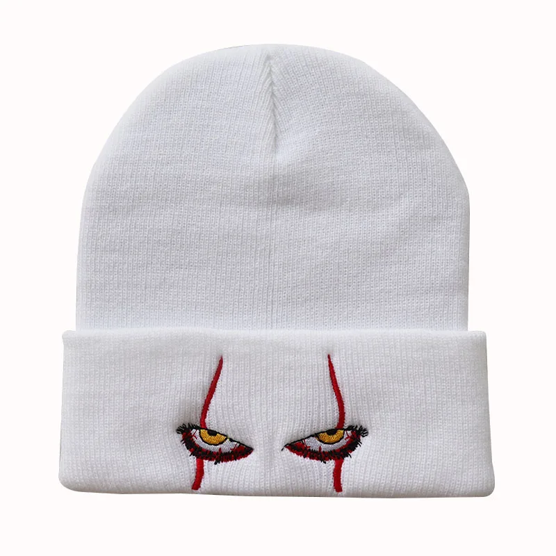 Top Trends: Embroidered Woolen Beanies Hat Scary Clown Eyes Knitted Hat Warm Hedging Hip-hop Hat Woolen Halloween Hat Beanies Shoppable Styles - Image 5