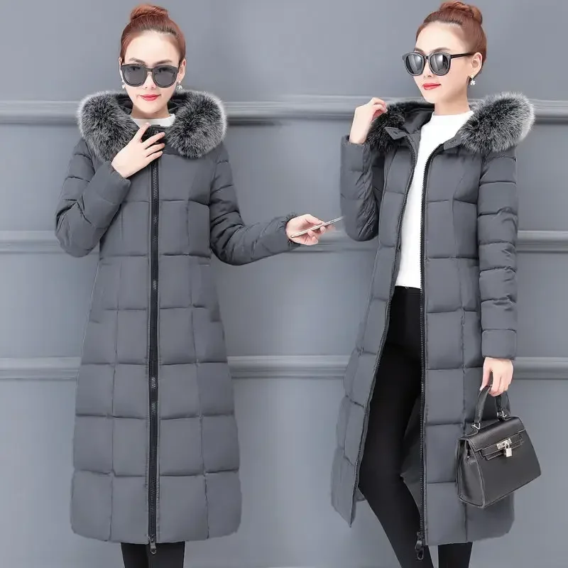 Top Trends: Fashion Winter Womens Cold Coat Long Fur Collar Hooded Padded Jacket Super Hot Snow Outercoat Slim Fit Keep Warm Cheap Wholesale Shoppable Styles - Image 4