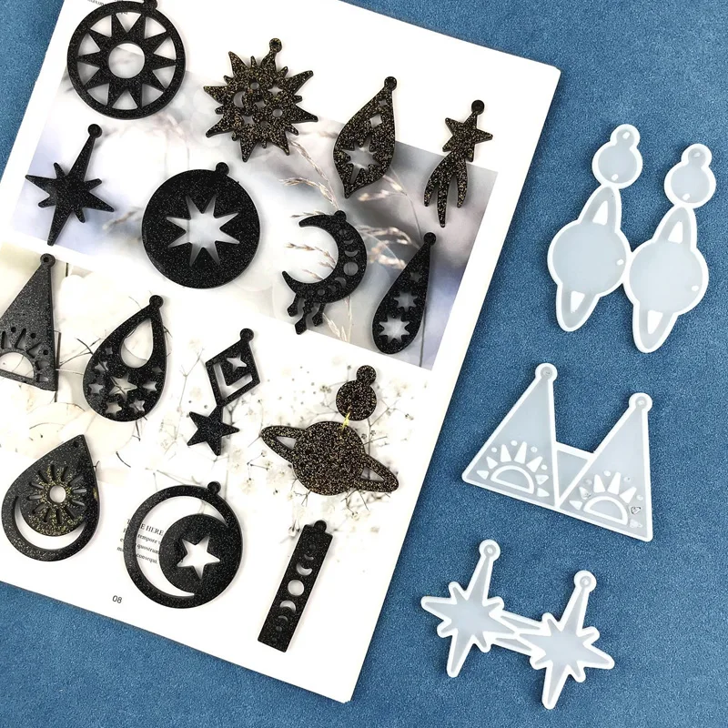 Top Trends: Astronomical Element Earring Pendant Epoxy Resin Molds Star Moon Necklace Keychain Silicone Mold Jewelry Molds For Resin Casting Shoppable Styles