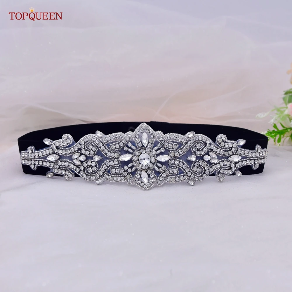 Top Trends: TOPQUEEN S26-B Wedding Dress Elastic Belts Silver Rhinestone Bridesmaids Sash Women Accessories Wide Party Prom Gown Applique Shoppable Styles