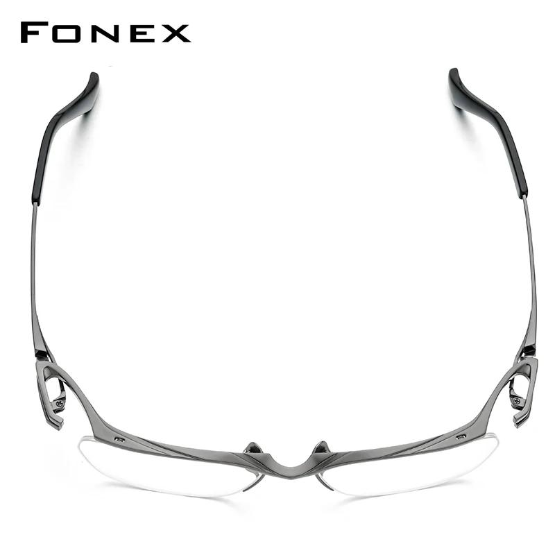 Top Trends: FONEX Titanium Glasses Frame Men 2022 New Semi Rimless Square Prescription Eyeglasses Half Optical Frame Eyewear F85709 Shoppable Styles