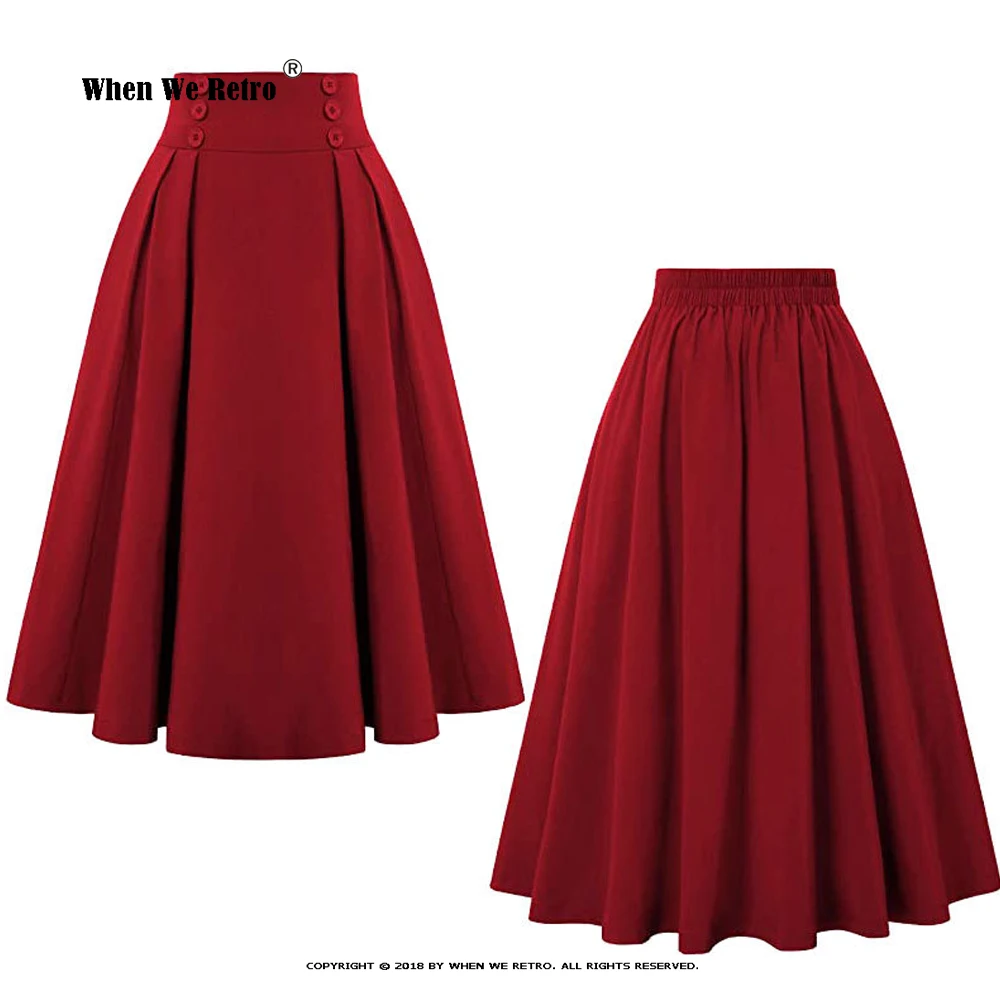 Top Trends: 2023 New Korean Casual Skirts Solid Color High Wasit Elastic Buttons Front A Line Swing Midi Skirts Folds Plus Size Jupe SS0037 Shoppable Styles