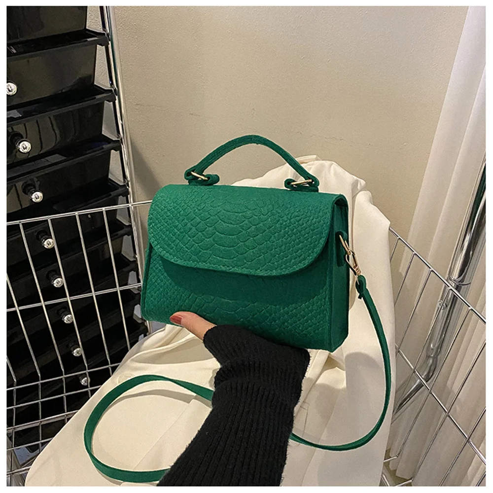 Top Trends: Women's Felt Shoulder Bag Ladies Handbags Luxury Designer 2023 New Fashion Alligator Pattern Square Crossbody Bag Messenger Bag Shoppable Styles