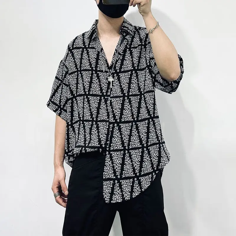 Top Trends: Men Korean Fashion Print Oversized Streetwear Harajuku Shirts Summer Casual Short Sleeve Loose Tops Y2K Hawaii Camisas De Hombre Shoppable Styles