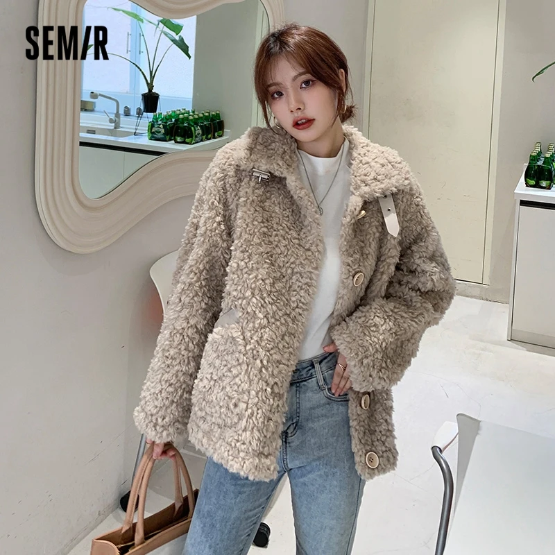 Top Trends: Semir Coat Women Loose Warm Fashion Imitation Lamb Wool Jacket Autumn New Lapel Top Retro Shoppable Styles - Image 2