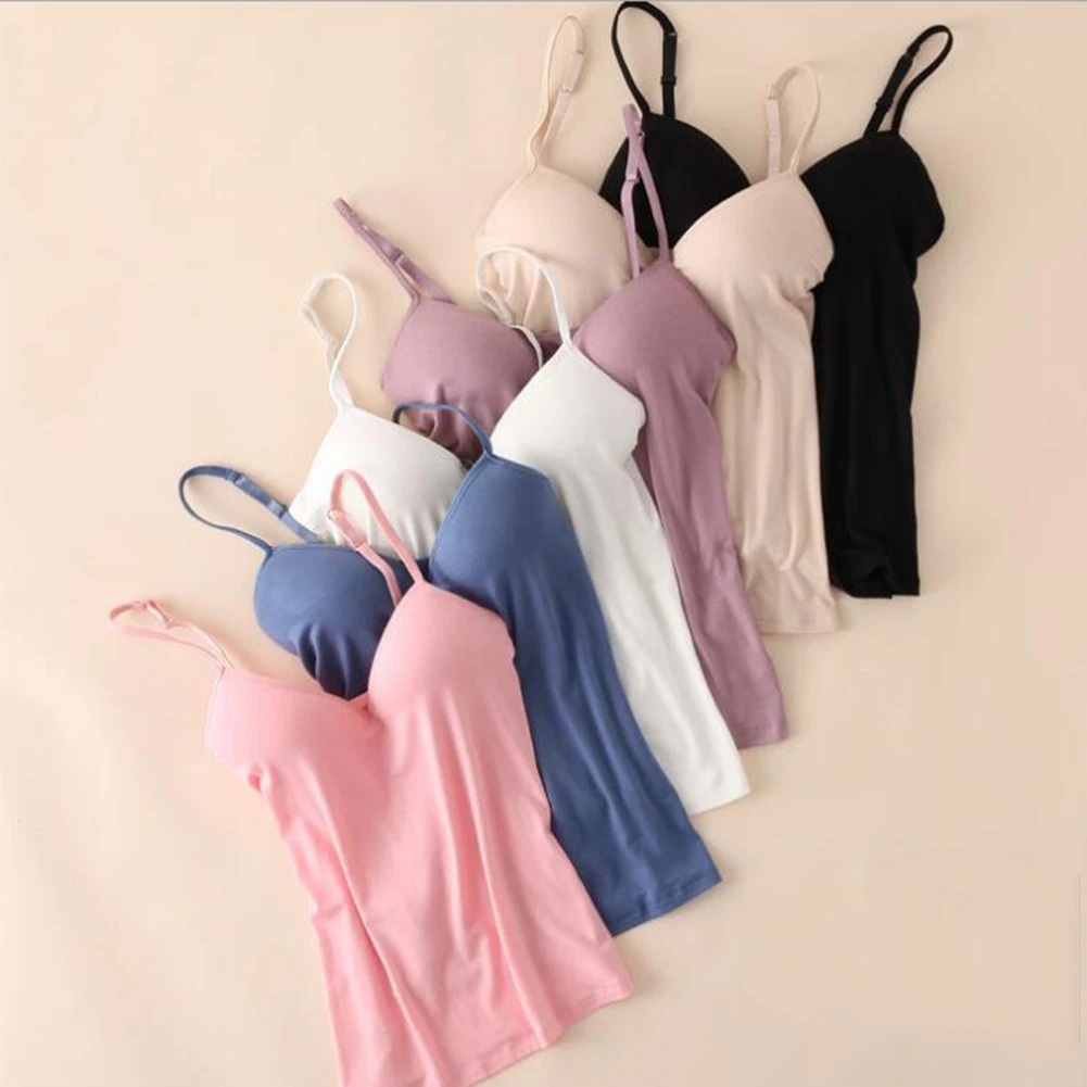 Top Trends: Adjustable Women Tank Top Sleeveless T Shirts V Neck Tee Tops Spring Summer Camisole Solid Color Vest Spaghetti Strap Vest Shoppable Styles