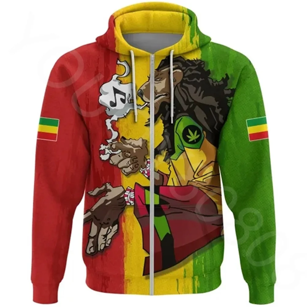 Top Trends: 2022 African Region Hoodie New Autumn Winter Men's Sweater Decoration 3D Printing Ethiopia One Love Rastafari Zip Hoodie Shoppable Styles