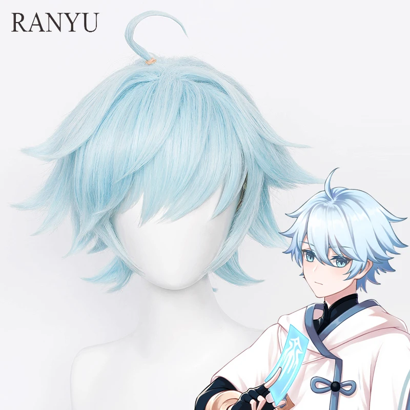 Top Trends: RANYU Genshin Impact Chongyun Wig Anime Game Short Synthetic Blue Cosplay Hair Heat Resistant Wig For Party Shoppable Styles