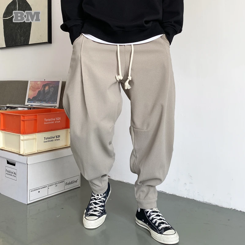 Top Trends: American Casual Waffle Check Tracksuit Pants Harajuku Black Sweatpants Men Clothing Streetwear Hip Hop Sport Baggy Joggers Shoppable Styles