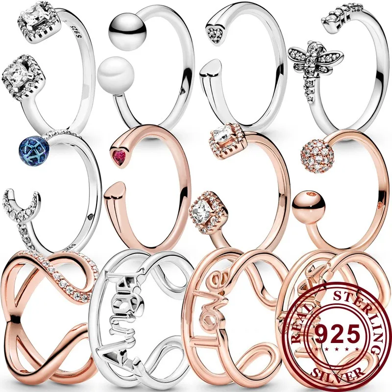 Top Trends: Creative Hot 925 Sterling Silver Signature Series Angel&#039;s Love Women&#039;s Open Logo Ring Wedding High Quality Diy Charm Jewelry Shoppable Styles