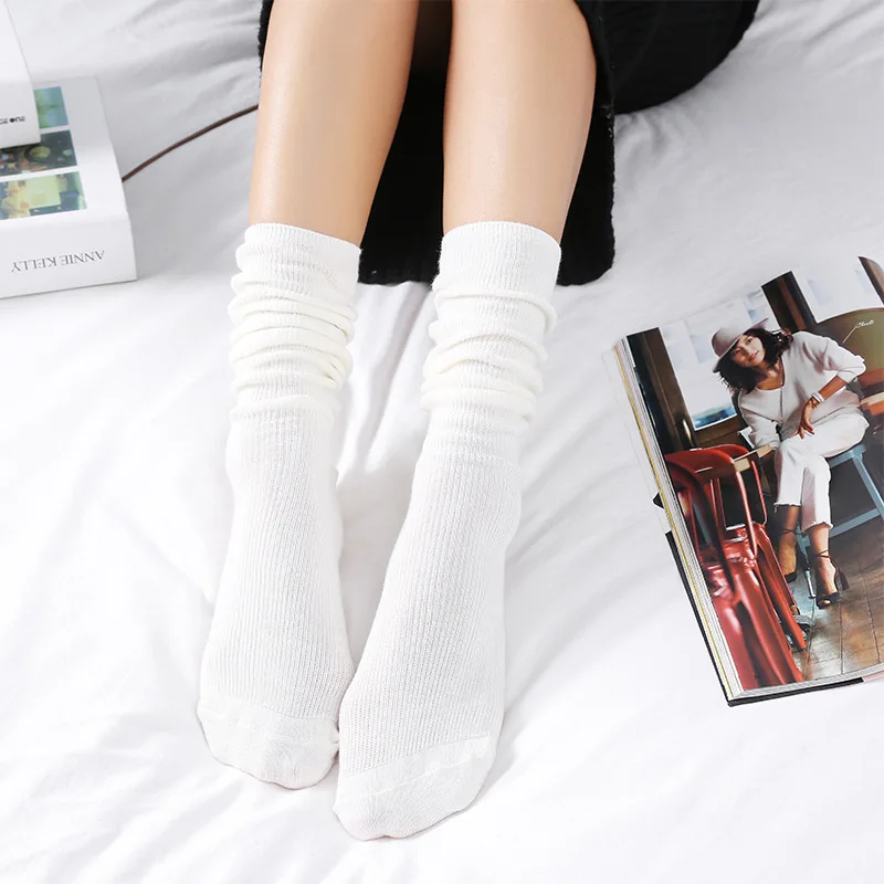 Top Trends: 1Pair Korean Style Knee Socks High School Women Girls Fashion Solid Color Autumn Winter Sock Soft Elastic Long Warm Boots Sock Shoppable Styles