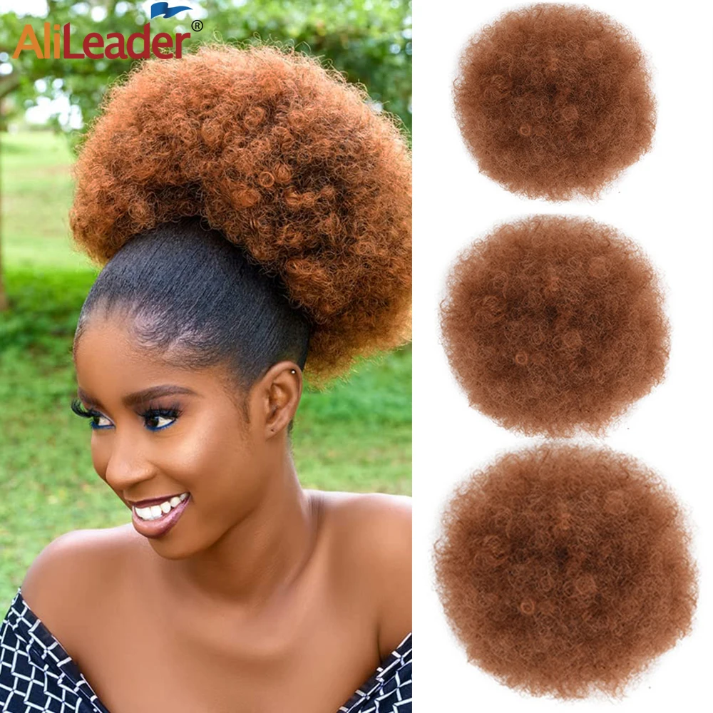 Top Trends: 8Inch Synthetic Afro Hair Bun Puff Drawstring Ponytail Extension For Black Women Large Short Kinky Curly Afro Bun Hairpiece Shoppable Styles