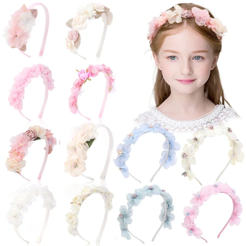 Top Trends: Ncmama Simulated Flower Hairbands For Baby Girls Solid Silk Head Band Bridal Hairband Floral Hair Hoop Festival Party Headwear Shoppable Styles