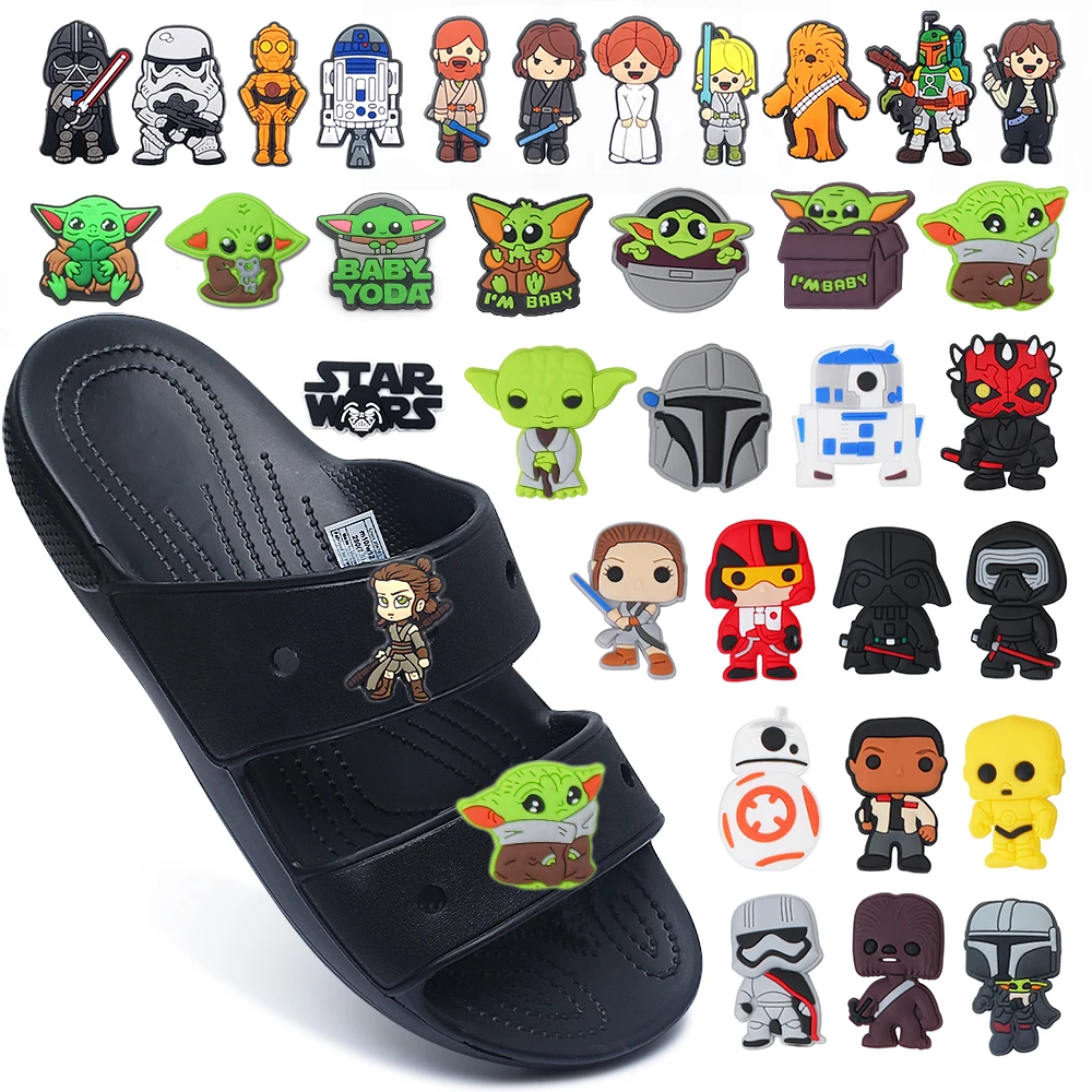 Top Trends: Disney Star Wars Yoda Shoe Charm For Croc Drnaments Sandals Accessories PVC Decorations Wrist Strap Kids Gift Wholesale Shoppable Styles