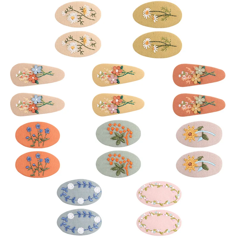 Top Trends: 2Pcs / set Sweet Embroidery Hair Clips For Girls Waterdrop Shape BB Hairpin Barrettes Kids Hairpins Headwear Hair Accessories Shoppable Styles - Image 6