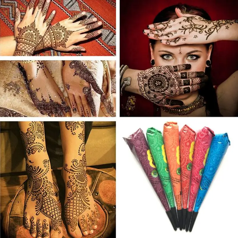 Top Trends: 5colors Tattoo Paste Cream Cone Waterproof Non-toxic Safe DIY Drawing Tattoo Henna Body Art Semi-Permanent Tattoo Pigment Inks Shoppable Styles