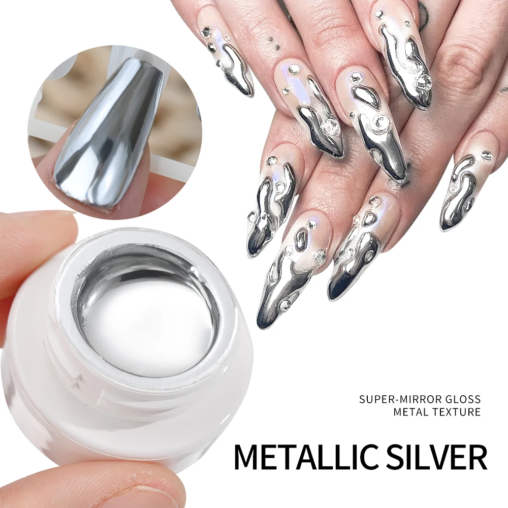 Top Trends: Metallic Painting Gel Chrome Gold Silver Mirror Effect Nail Polish Super Bright Drawing Line French Nail Varnish 5 / 6 / 8 / 10 / 15ml Shoppable Styles - Image 4