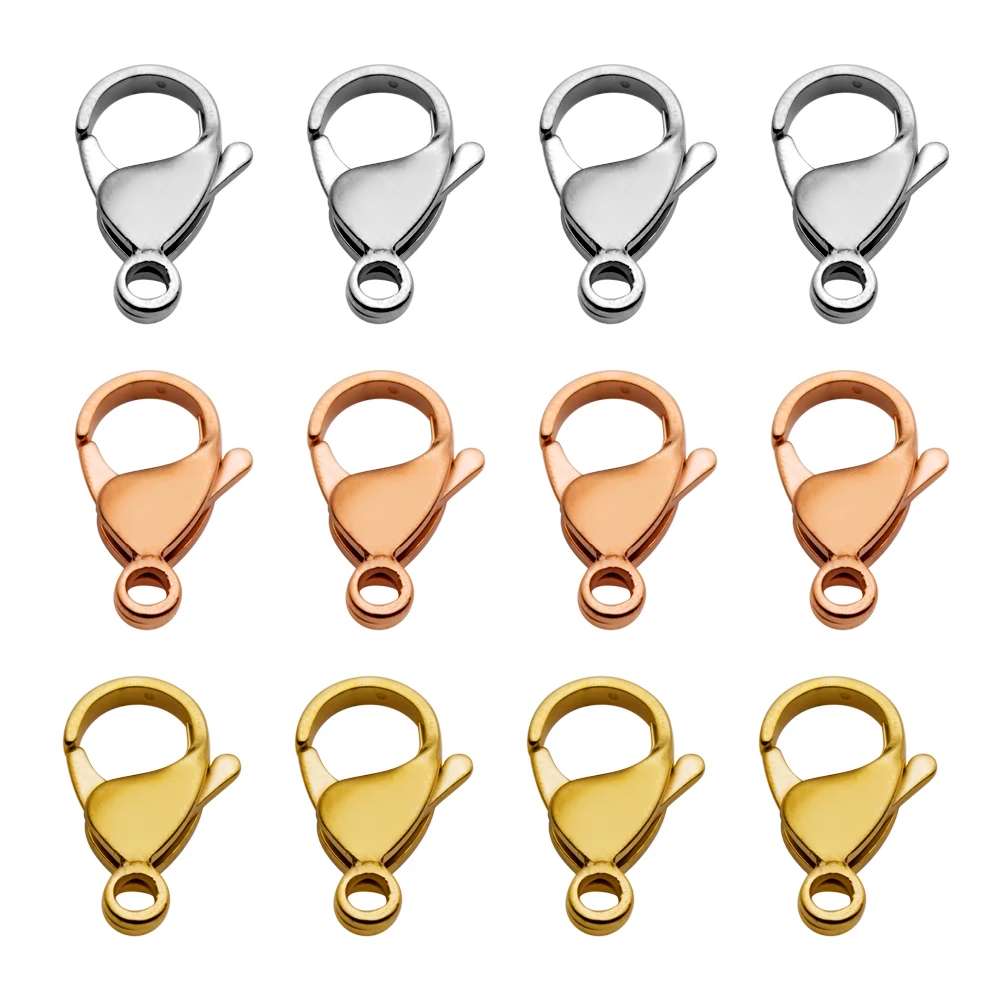 Top Trends: 25pcs Stainless Steel Gold Plated Lobster Clasps Hooks 9 / 10 / 12mm End Clasps Connectors For Necklace Chain DIY Jewelry Findings Shoppable Styles