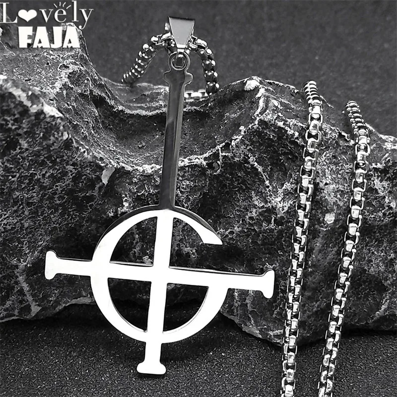 Top Trends: Ghost Nameless Band BC Stainless Steel Necklace Ghoul Cross Chain Musical Band Mask Grucifix Necklaces Jewelry Collar De Ghost Shoppable Styles