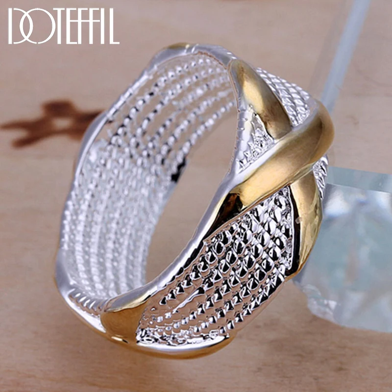 Top Trends: DOTEFFIL 925 Sterling Silver Gold Letter X Ring For Woman Man Fashion Wedding Engagement Party Gift Charm Jewelry Shoppable Styles