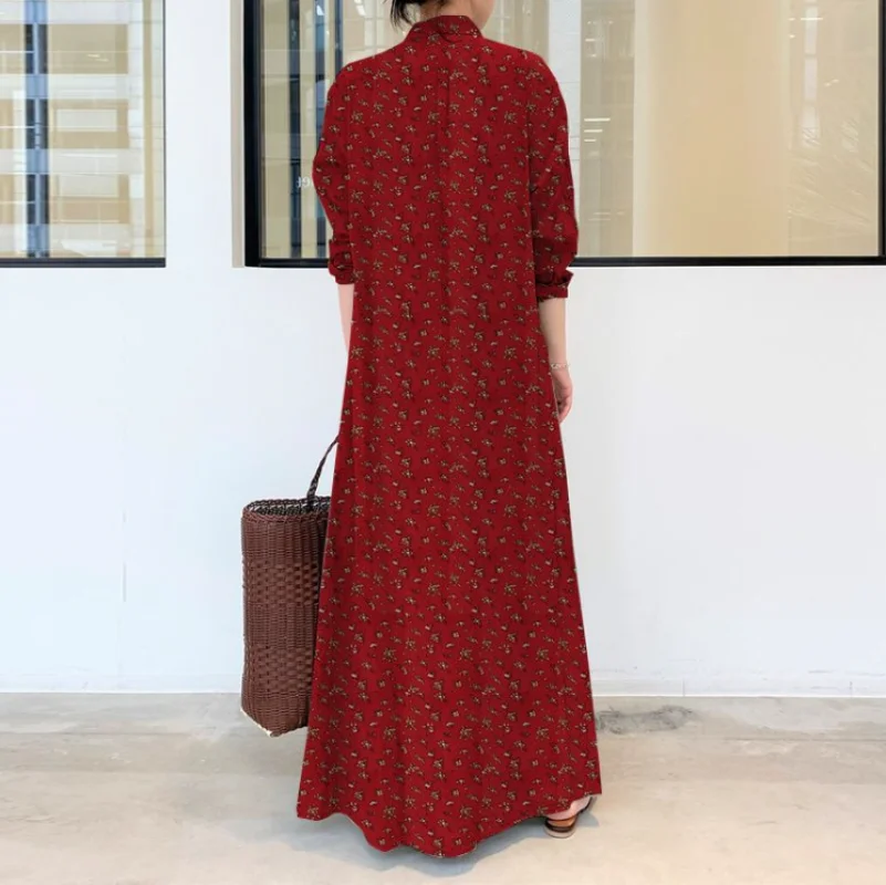 Top Trends: Islam Abaya Dress Cotton And Linen Print Lapel Long Sleeve Abayas For Women Pocket Simple Loose Casual Long Shirt Ladies Dress Shoppable Styles - Image 5