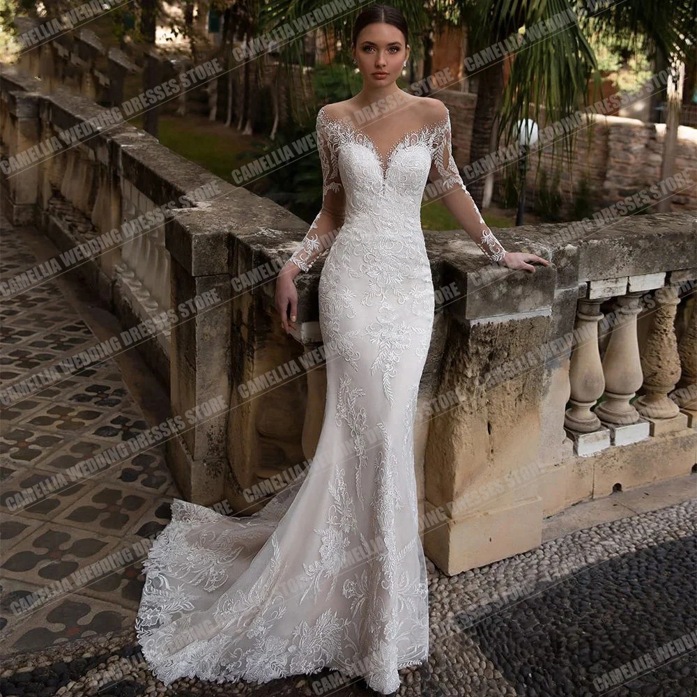 Top Trends: BOHO Illusion Wedding Dresses For Women Mermaid Elegant Backless Long Sleeve Sexy Sweetheart Formal Party Bridal Gowns Vestidos Shoppable Styles