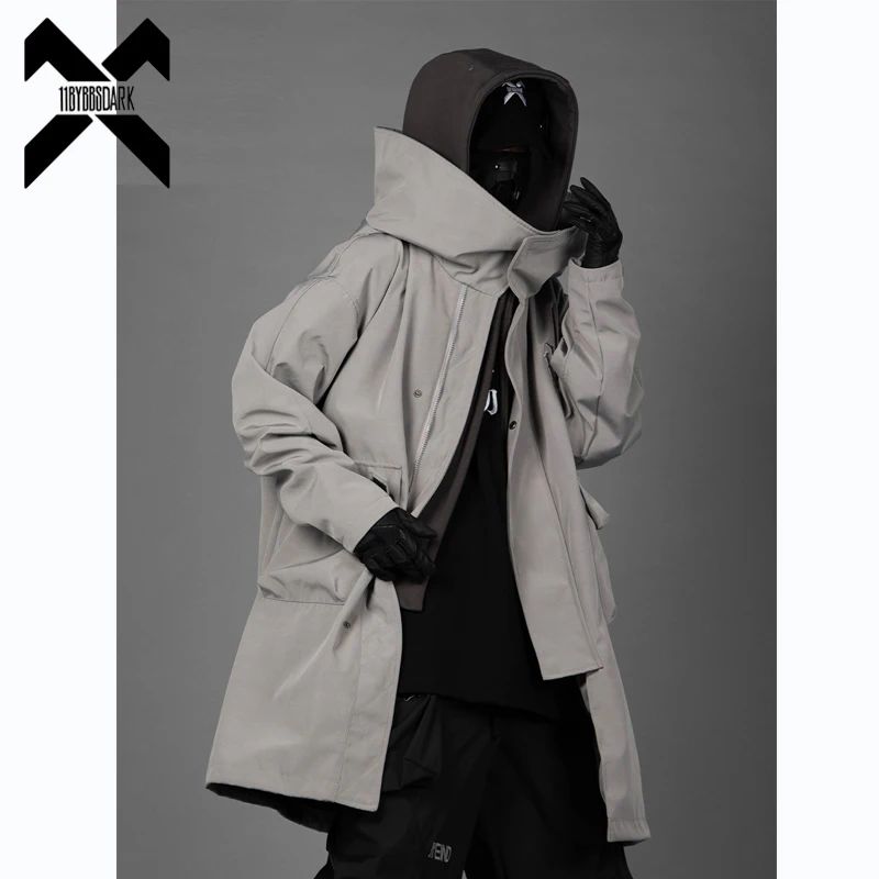 Top Trends: 11 BYBB&#039;S DARK Men Spring Long Jacket Windbreaker 2023 New Fake Two-piece Patchwork Function Coats Mens Loose Jackets Techwear Shoppable Styles