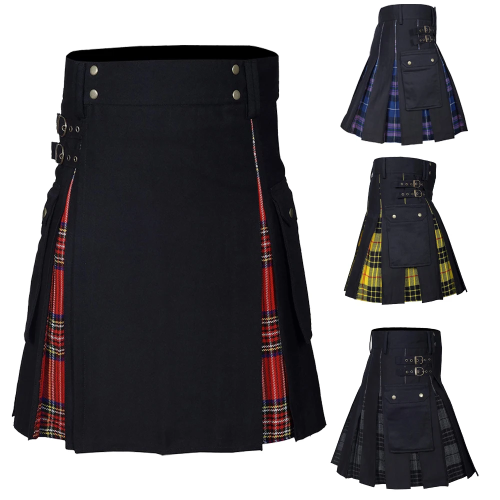 Top Trends: Men&#039;s Scottish Festival Kilts Studded Plaid Design Rock Punk Kilt Halloween Carnival Modern Skirts Traditional Man Pleated Skirt Shoppable Styles