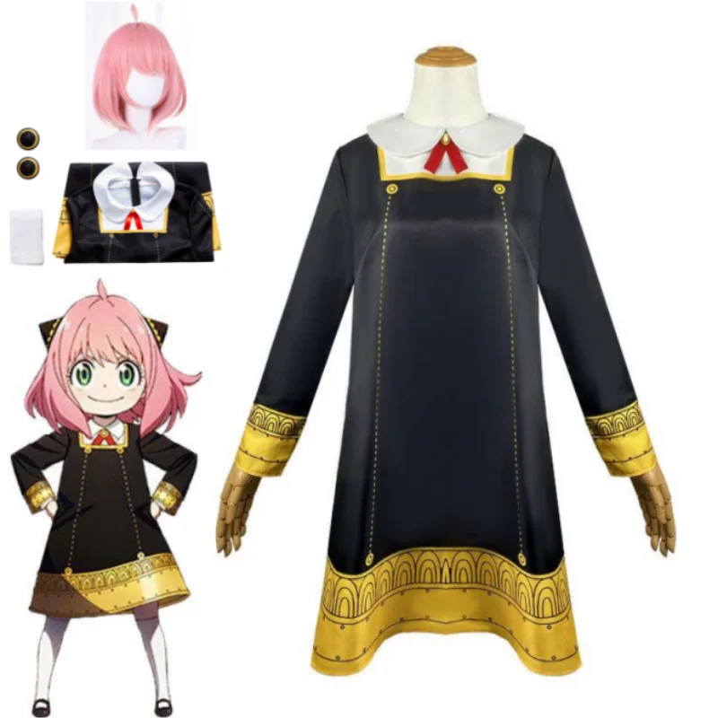 Top Trends: Anime Spy X Family Anya Forges Role-playing Costumes For Children Anya Cospla Kawaii Black Dress Party Dress Anime Cosplay Shoppable Styles