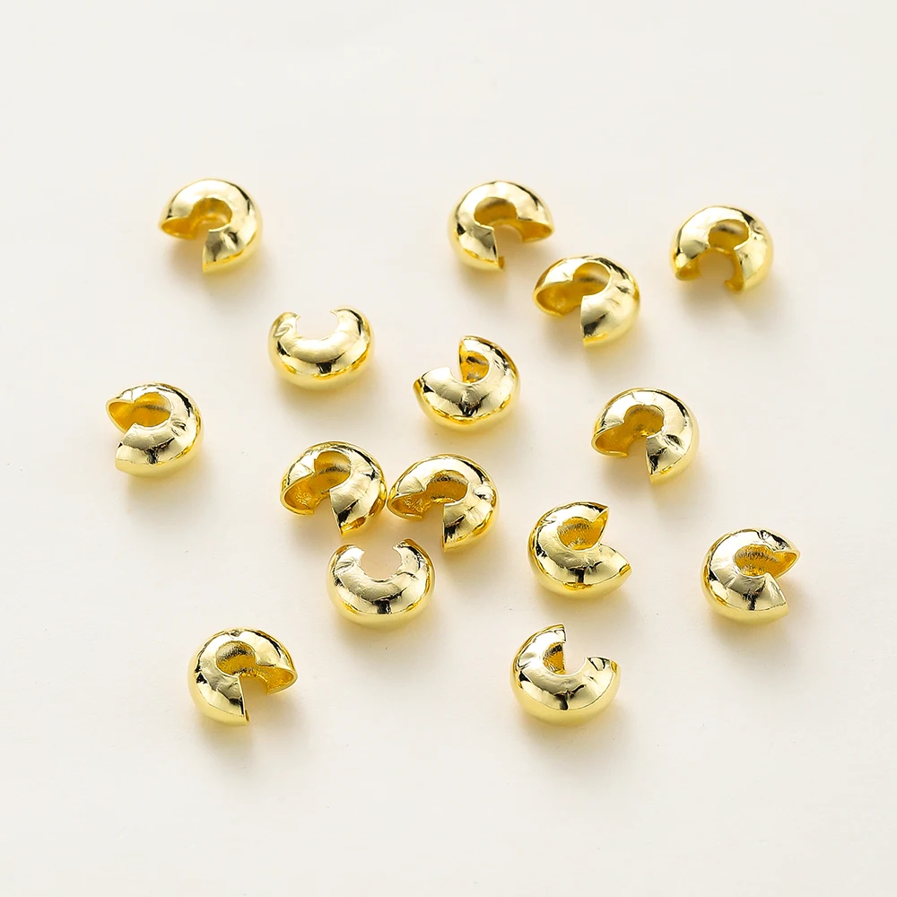 Top Trends: 3mm / 4mm / 5mm 14k 18K Gold Plated Open Crimp Beads Covers Crimp End Beads Stopper Spacer Beads For DIY Jewelry Making Supplies Shoppable Styles