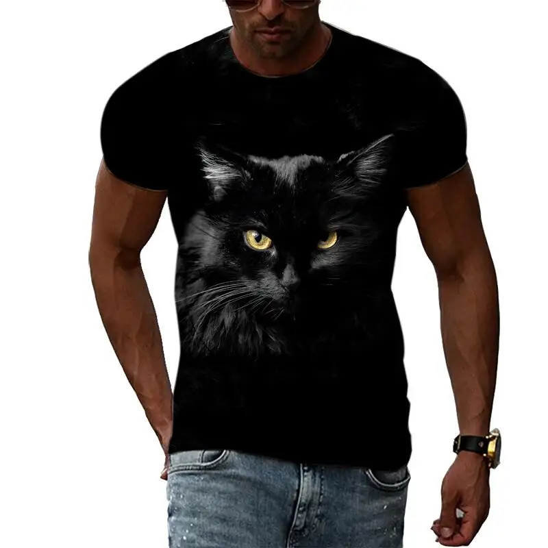 Top Trends: Summer Fashion Cat Picture T-Shirts For Men Casual 3D Print Tees Hip Hop Personality Round Neck Short Sleeve Tops Shoppable Styles