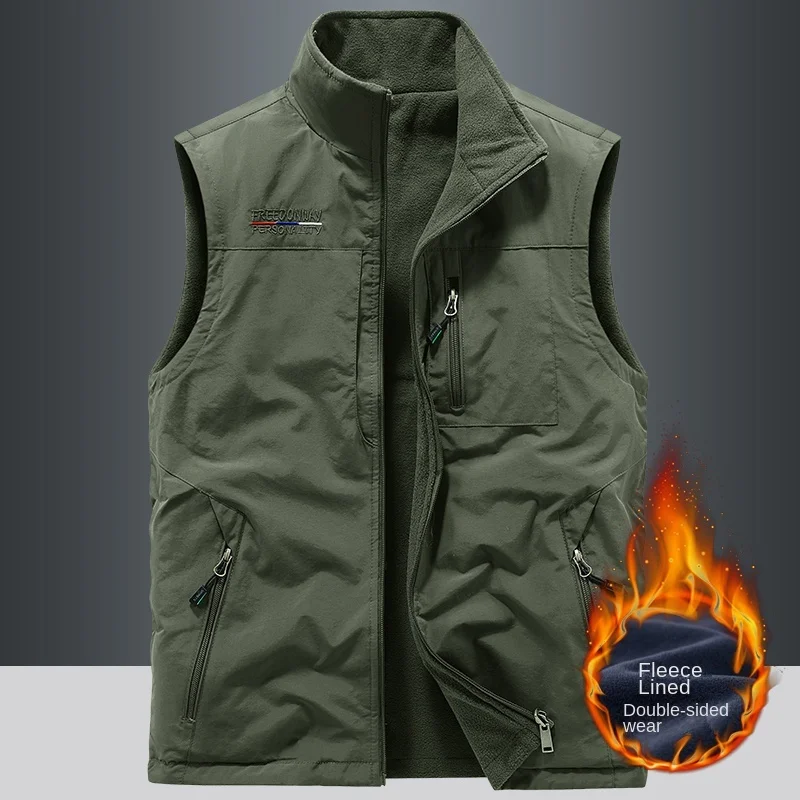 Top Trends: Sleeveless Jacket Men's Clothing Vests Vest Work Winter MAN Multi-pocket Waistcoat Best Autumn Hunting Fishing Zip Shoppable Styles - Image 4