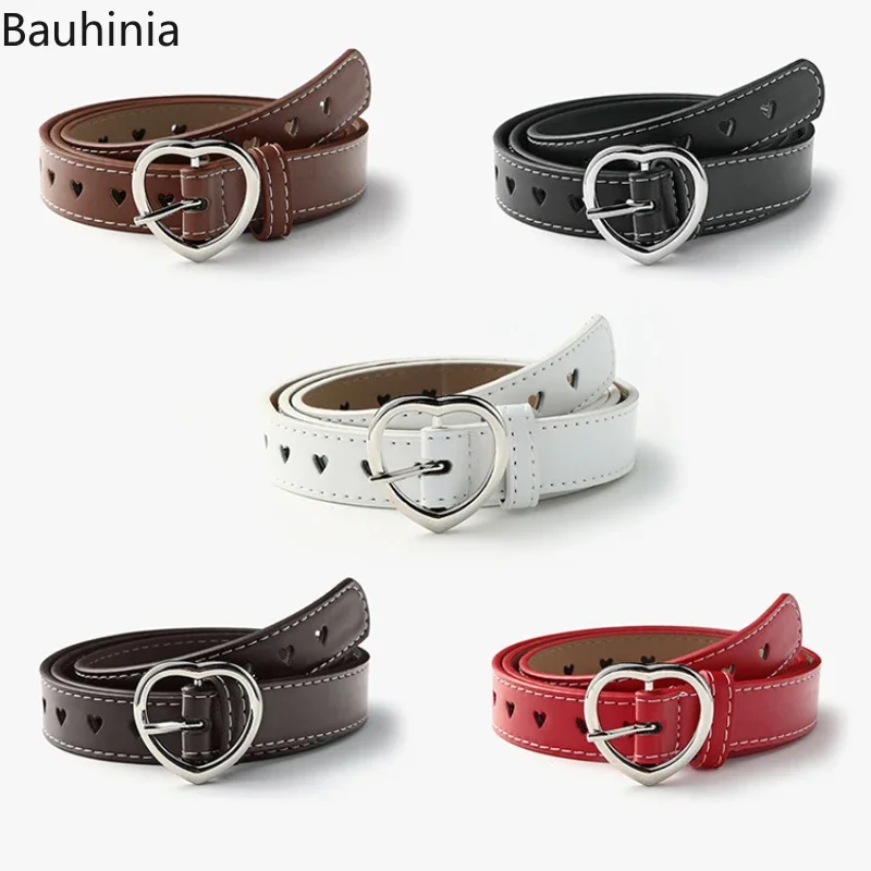 Top Trends: Bauhinia New Style Love Buckle Fashion Belt 110*2.3cm Red / Black / White / Coffee / Camel Simple Jeans Pin Buckle Belt Shoppable Styles