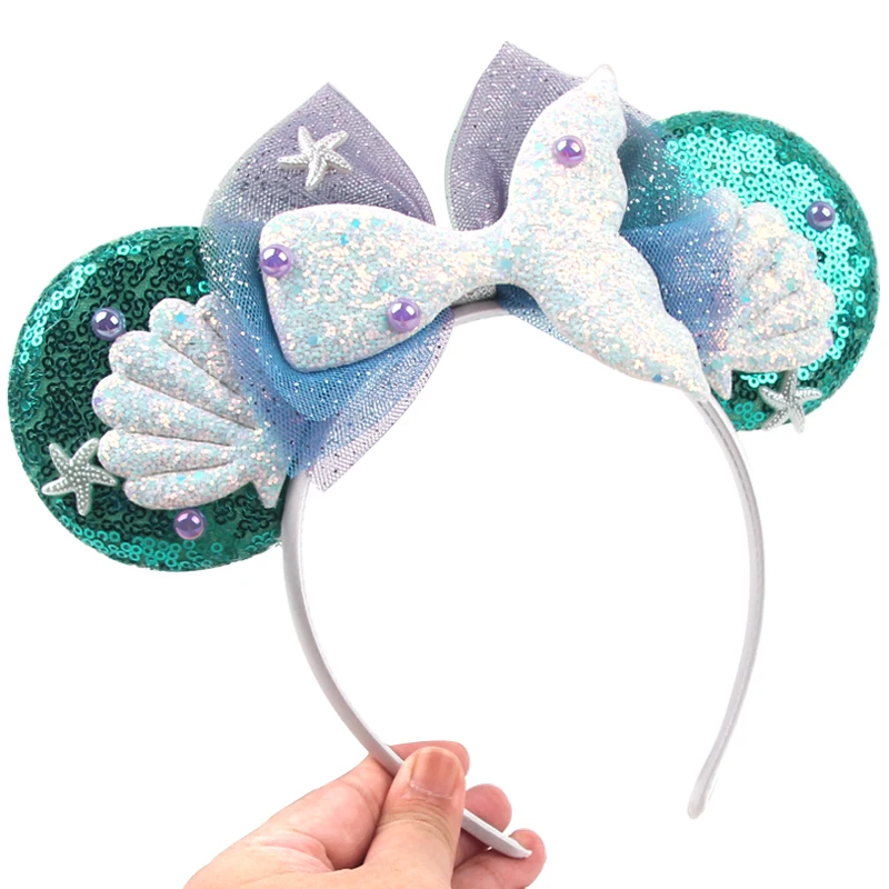 Top Trends: New Disney Pearls Shell Mouse Ears Headband For Girls Little Mermaid Prince Hairband Festival Party Cosplay DIY Hair Accessories Shoppable Styles