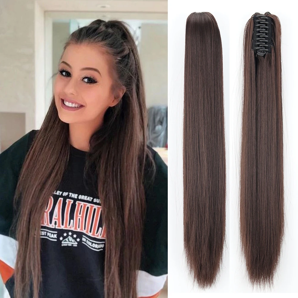 Top Trends: Azqueen Synthetic 22" Long Straight Hair Claw Ponytail False Hair On Claw Clip Tail House Ponytail Tail Hair Shoppable Styles