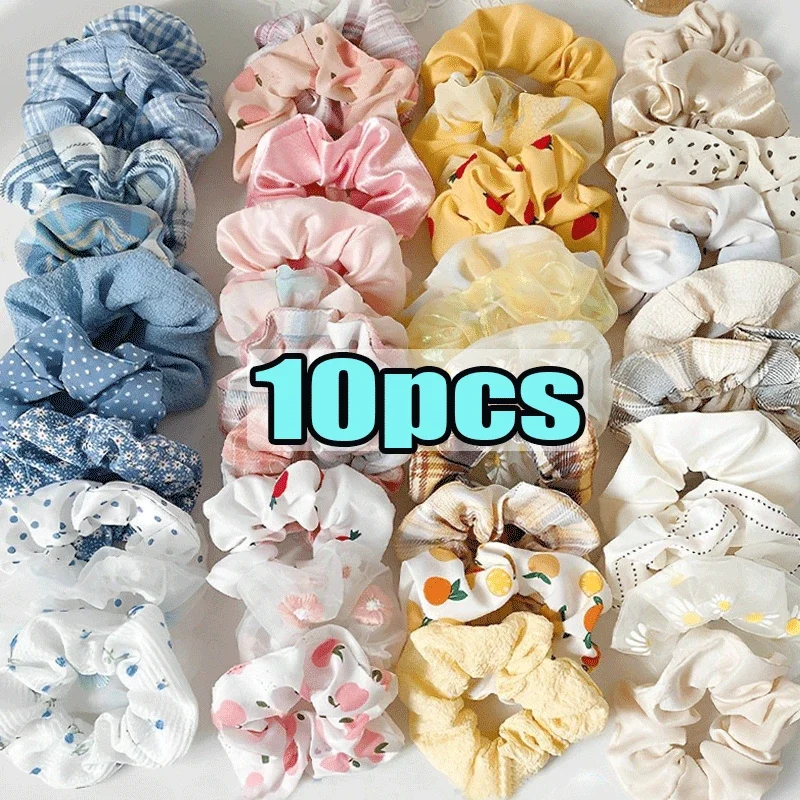 Top Trends: 10PCS Spice Girls Jk Hair Band Accessories Fashion Large Hair Ties Solid Color Elastic Scrunchies For Women Ponytail Hairstyle Shoppable Styles