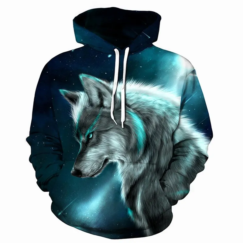 Top Trends: Oversized Ferocious Animal Wolf Hooded Mens Sweatshirts 3D Printing Ice Series Pullover Long Sleeve Hoodies Streetwear Tops Shoppable Styles