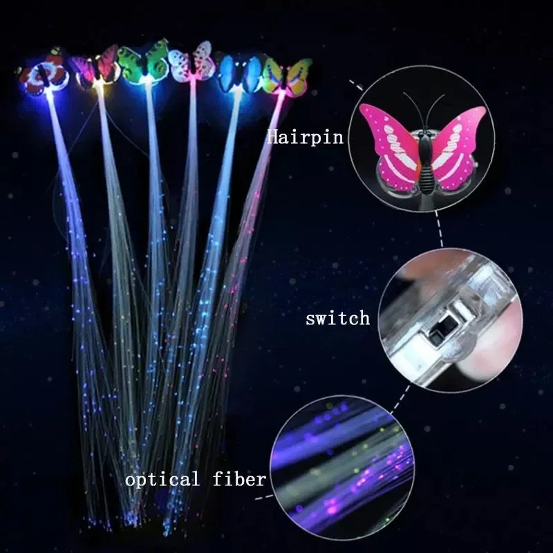 Top Trends: Colorful Butterfly Light Braids Glowing Flash LED Hair Braid Clip Haripin Wigs Ligth Up Party Christmas Hair Accessories Shoppable Styles - Image 6