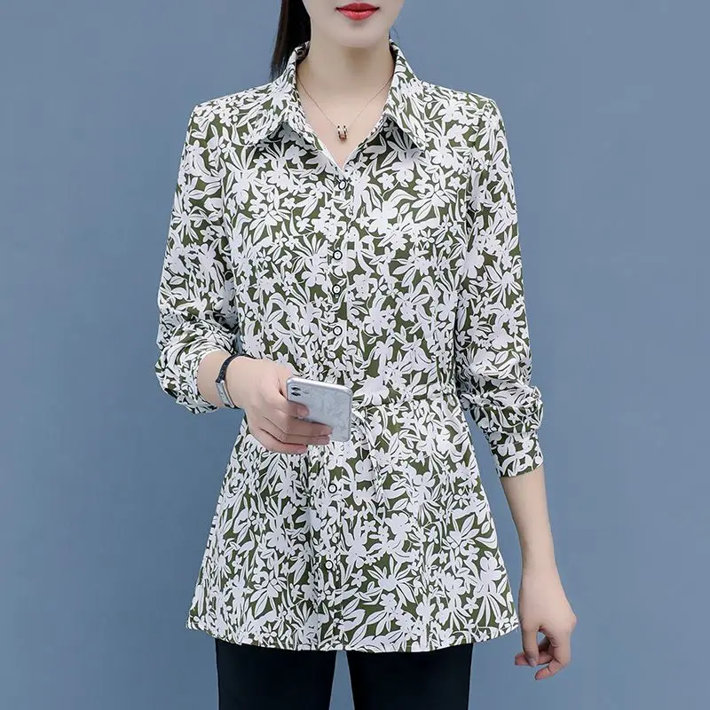 Top Trends: Commute Broken Flowers Printed Shirt Spring Autumn Long Sleeve Stylish Drawstring Bow Women's Clothing Single-breasted Blouse Shoppable Styles