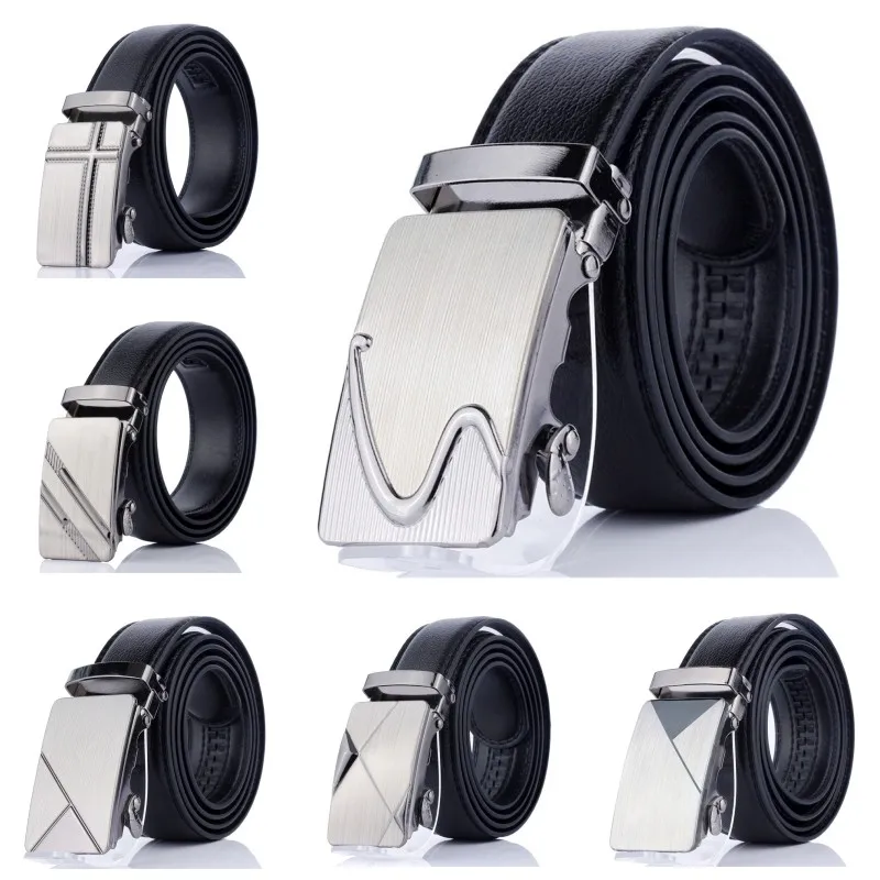 Top Trends: New Men's Automatic Buckle Belts PU Leather No Buckle Waist Belts Gold Silver Men Alloy Casual Strap Jeans Belt Waistband 120cm Shoppable Styles