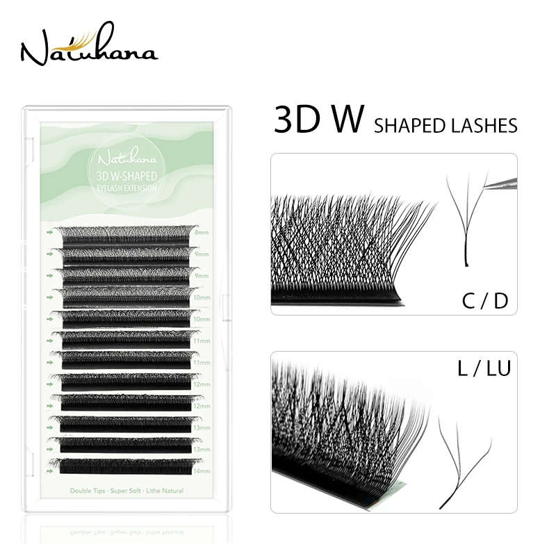 Top Trends: NATUHANA 3D W-Shaped Eyelash Extension C D L LU(M) Curl Individual Mink Lashes High Quality 3D Clover W Shape Volume Fans Shoppable Styles