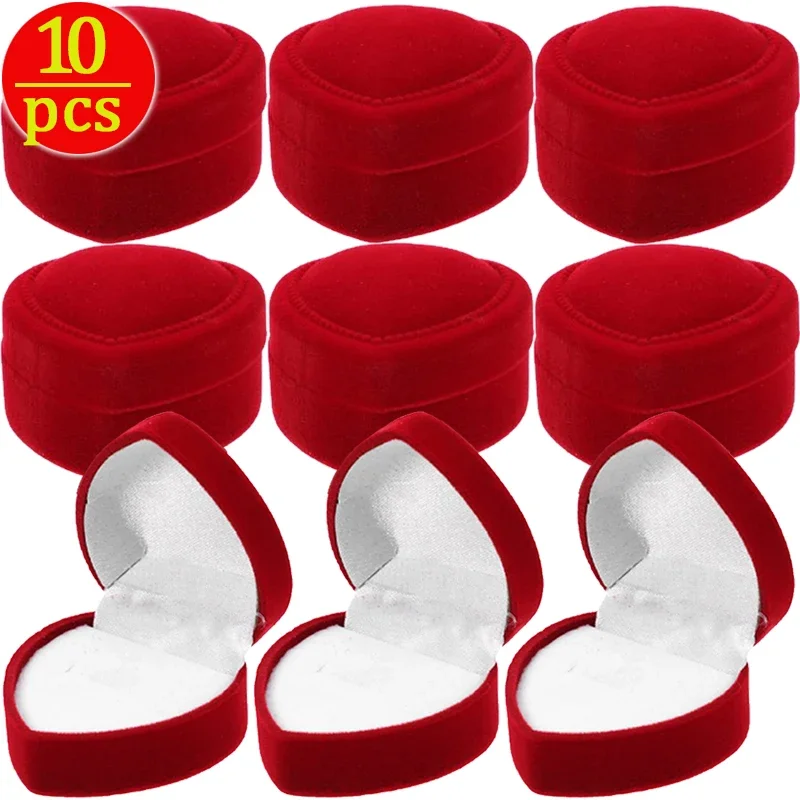 Top Trends: Red Heart Shape Ring Boxes Jewelry Boxes Earrings Display Velvet Cases Holder Gift Box Wedding Ring Box Counter Display Rings Shoppable Styles