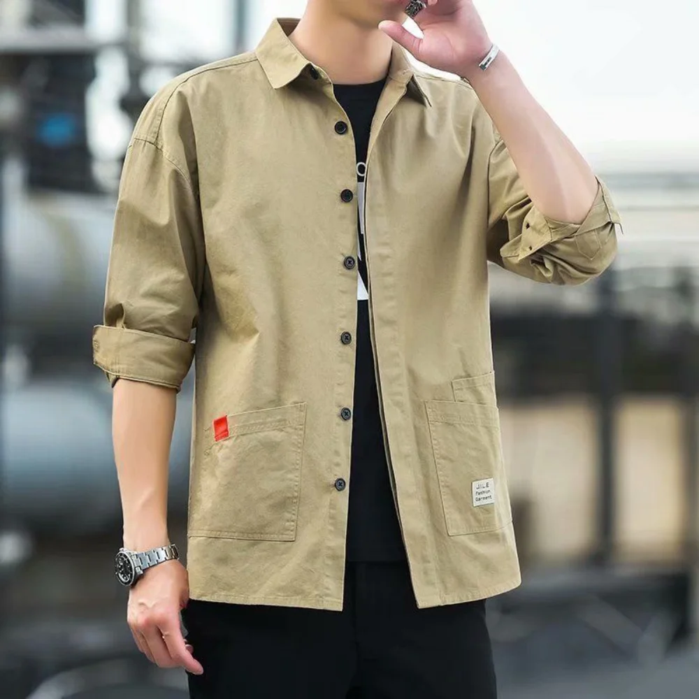 Top Trends: Men Button Up T Shirt Summer Cargo Work Tshirt Short Sleeve Korean Style Harajuku Clothes Male Top Loose Casual Valorant Shoppable Styles - Image 5