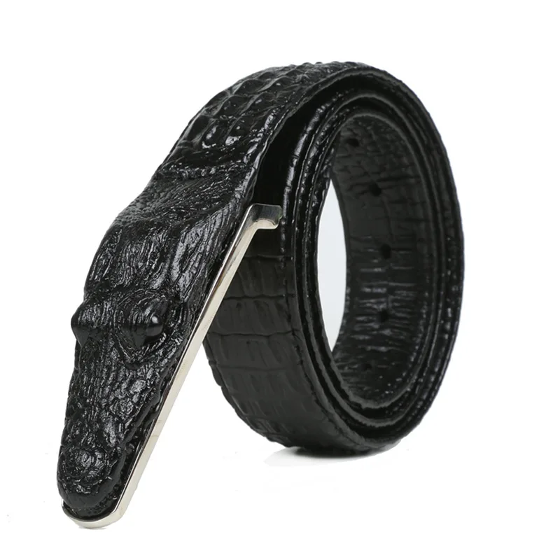 Top Trends: Luxury Leather Designer Men's Belt Crocodile Skin Belt Genuine Leather Alligator Strap Crocodile Head Belt Real Cowhide Shoppable Styles - Image 3