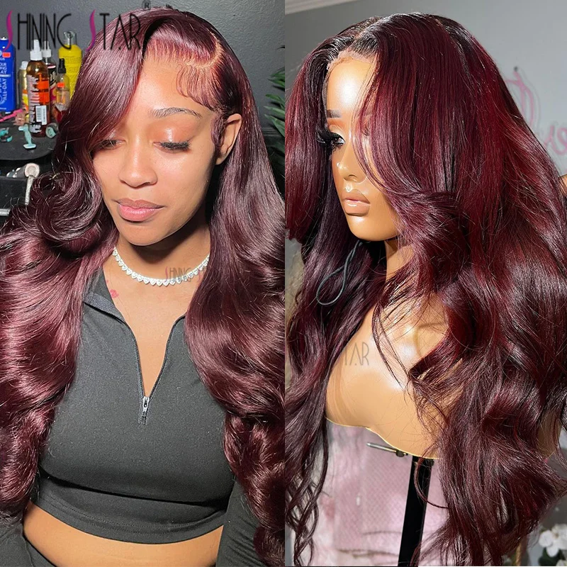 Top Trends: 30 34 Inch Burgundy Body Wave Red Lace Front Human Hair Wig 99J Colored 13x4 13x6 HD Lace Frontal Wig Human Hair Wigs For Women Shoppable Styles