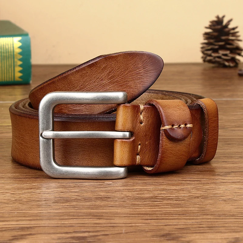 Top Trends: Mens Belts Top Cowhide Full Match Casual Jeans Vintage Luxury High Quality Male Designer Genuine Leather Belt For Men Shoppable Styles