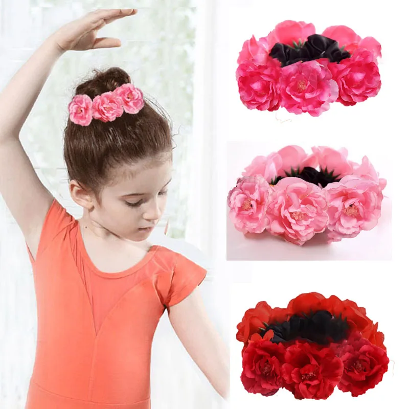 Top Trends: Peony Rose Flower Elastics Hair Holders Tie Gum Fabric Wreaths Crowns Elastic Wreath Crown Wedding Garland Headband Shoppable Styles