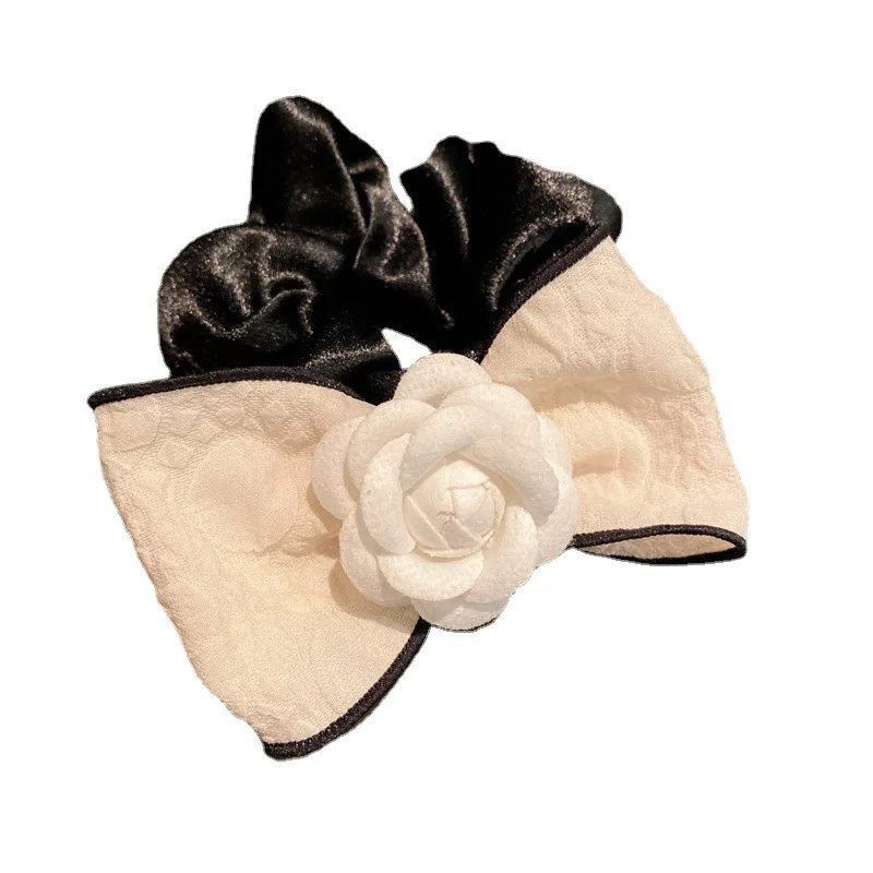 Top Trends: Korean Fashion Fabric Camellia Flower Hair Claws Clip Elegant Bow Hair Ties Ring Headdress Hair Accessories For Women Shoppable Styles - Image 6