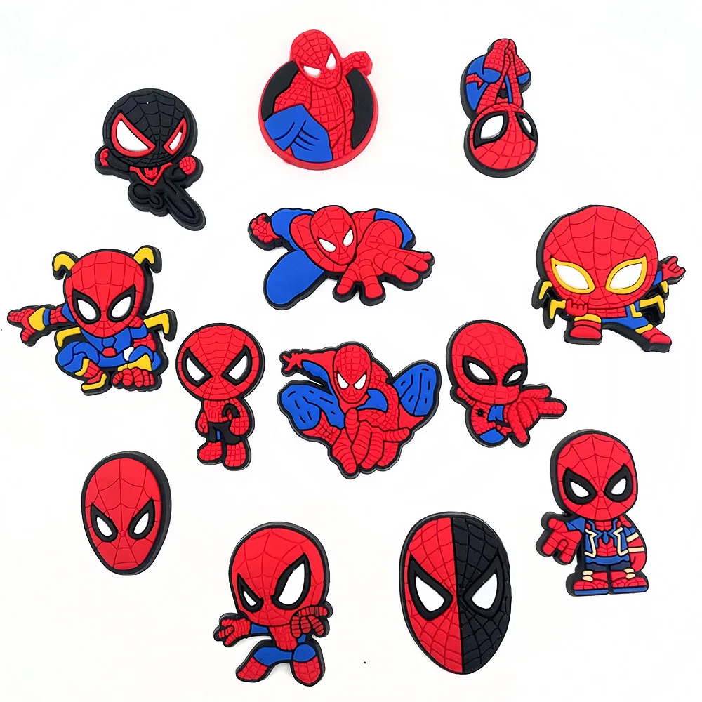 Top Trends: 13pcs Cute Cartoon Spider Man For Croc Charms PVC Shoe Charms Bag DIY Shoe Aceessories Fit For Crocs Sandals Decor Boys Gifts Shoppable Styles